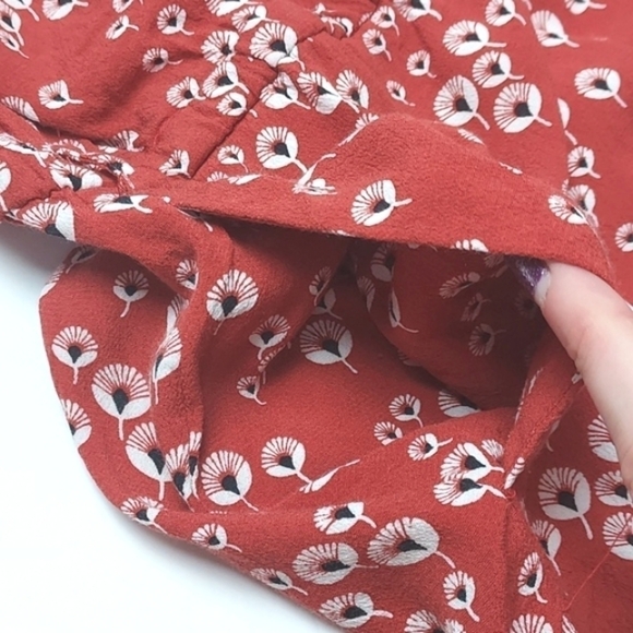 Loft Women's Floral Dandelion Romper Sleeveless Burn Orange Size Small - Picture 12 of 15